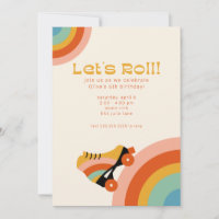 Retro Roller Schaats Birthday Party Invitation