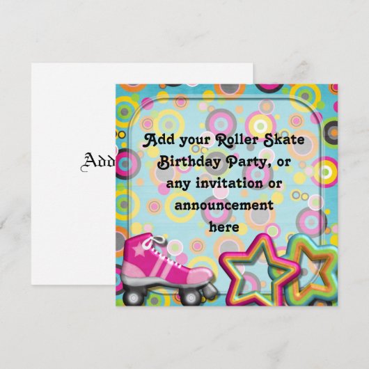 Retro Roller Schaats Birthday party Invitation Kaart (Voorkant / Achterkant)