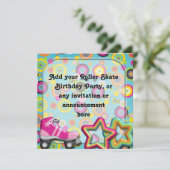 Retro Roller Schaats Birthday party Invitation Kaart (Staand voorkant)