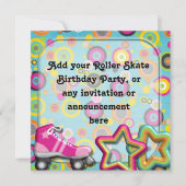 Retro Roller Schaats Birthday party Invitation Kaart (Voorkant)