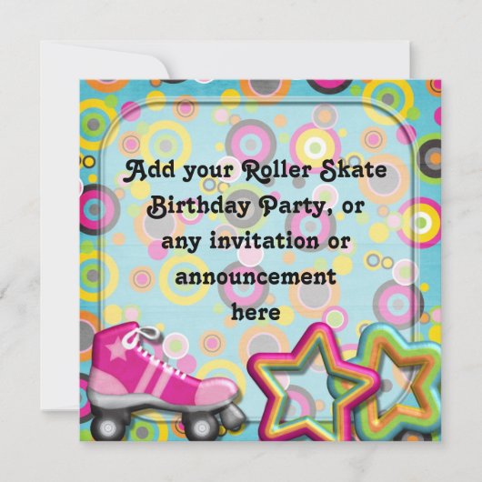 Retro Roller Schaats Birthday party Invitation Kaart (Voorkant)