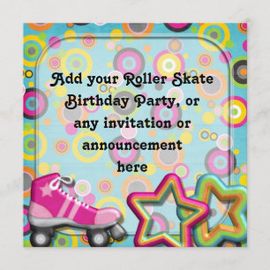 Retro Roller Schaats Birthday party Invitation Kaart