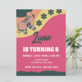 Retro Roller schaats Daisy Birthday Kaart (Staand voorkant)