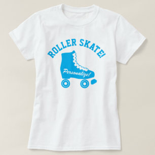 Retro Roller Schaats Grafisch Aqua Blue T-shirt