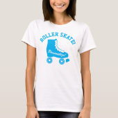 Retro Roller Schaats Grafisch Aqua Blue T-shirt (Voorkant)