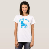 Retro Roller Schaats Grafisch Aqua Blue T-shirt (Voorkant volledig)