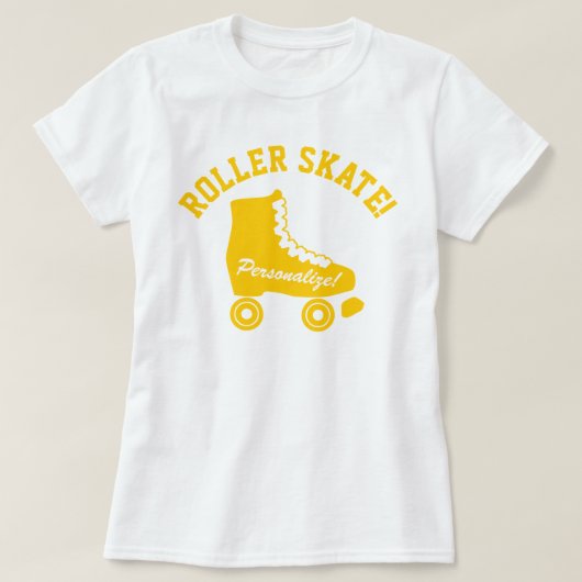 Retro Roller Schaats Grafisch geel T-shirt (Design voorkant)