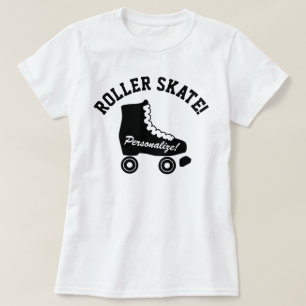 Retro Roller Schaats Graphic zwart-wit T-shirt