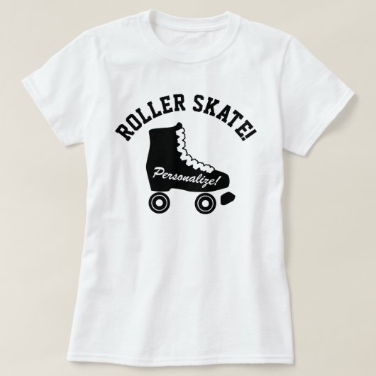 Retro Roller Schaats Graphic zwart-wit T-shirt (Design voorkant)