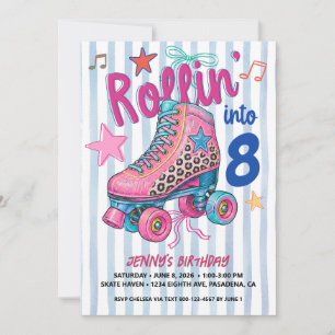Retro Roller Schaats Meisje Verjaardag Laten we Ro Kaart