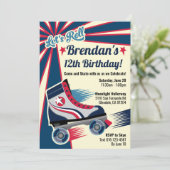 Retro Roller Schaats Party Kaart (Staand voorkant)