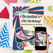 Retro Roller Schaats Party Kaart