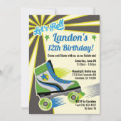Retro Roller Schaats Party Kaart (Voorkant)