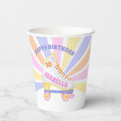 Retro Roller Schaats Party Pattern Papieren Bekers (Achterkant)