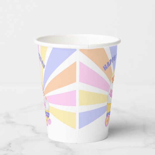 Retro Roller Schaats Party Pattern Papieren Bekers (Rechts)