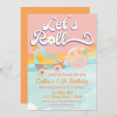 Retro Roller Schaats Party Verjaardags Vredesbord Kaart (Voorkant / Achterkant)