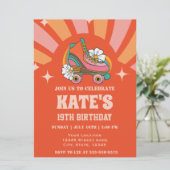 Retro Roller schaats Verjaardagsfeestje Kaart (Staand voorkant)