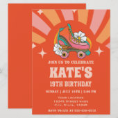 Retro Roller schaats Verjaardagsfeestje Kaart (Voorkant / Achterkant)