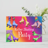 Retro Roller Schaats Verjaardagsfeestje Kaart (Staand voorkant)