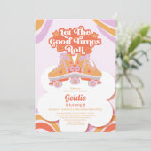 Retro Roller Schaats Verjaardagsmeisje laat het ro Kaart (Staand voorkant)