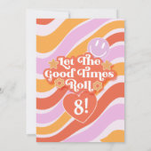 Retro Roller Schaats Verjaardagsmeisje laat het ro Kaart (Achterkant)