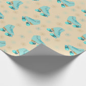 Retro Roller Schaatsen Blauwgroen en Tan Pattered Cadeaupapier (Hoek)