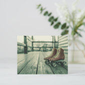 Retro  Roller Schaatsen Briefkaart (Staand voorkant)