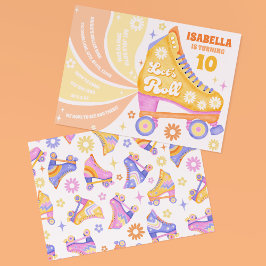 Retro Roller Schaatsen Disco Verjaardagsfeest Kaart