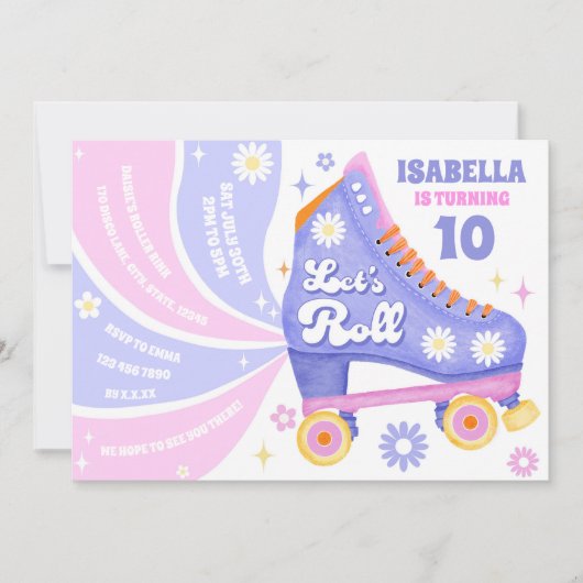 Retro Roller Schaatsen Disco Verjaardagsfeest Kaart (Voorkant)