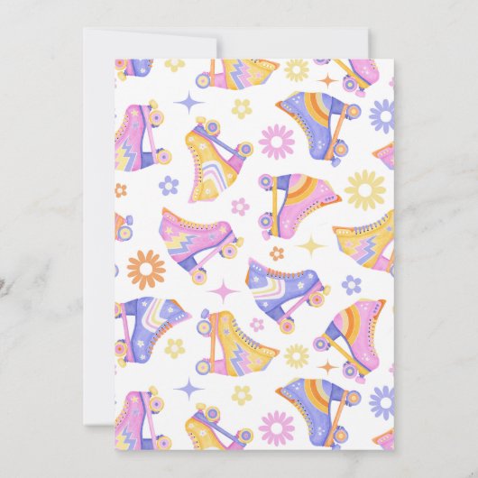 Retro Roller Schaatsen Disco Verjaardagsfeest Kaart (Achterkant)