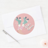 Retro Roller Schaatsen en Cassettebandjes Ronde Sticker (Envelop)