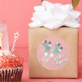 Retro Roller Schaatsen en Cassettebandjes Ronde Sticker