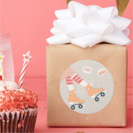 Retro Roller Schaatsen en Cassettebandjes Ronde Sticker