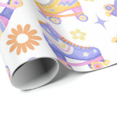 Retro Roller Schaatsen en Daisies Cadeaupapier (Rol Hoek)