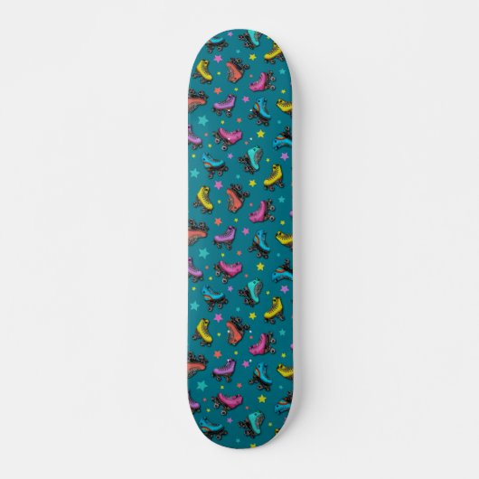 Retro Roller-Schaatsen en -sterren Persoonlijk Skateboard (Voorkant)