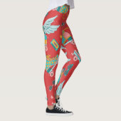 Retro Roller Schaatsen: helderrode achtergrond Leggings (Rechts)