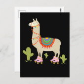 Retro Roller Schaatsen Llama Roller Skater Dier Briefkaart (Voorkant / Achterkant)