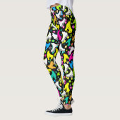 Retro Roller Schaatsen Neon Bright op Black Leggings (Links)