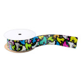 Retro Roller Schaatsen Neon Brights on Black Ribbo Satijnen Lint (Spoel)