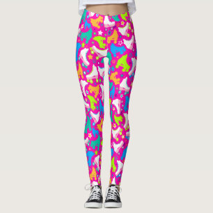 Retro Roller Schaatsen Neon Brights on Pink Leggings