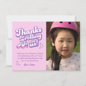 Retro Roller Schaatsen Party Foto Dank je Bedankkaart (Voorkant)