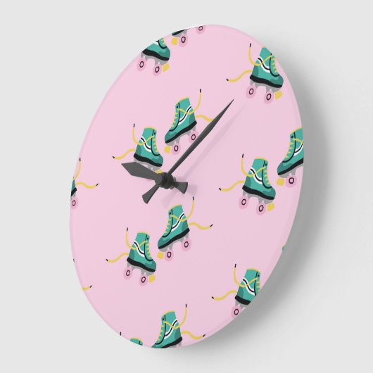 Retro roller schaatsen: roze. grote klok (Hoek)