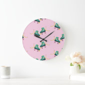 Retro roller schaatsen: roze. grote klok (Huis)