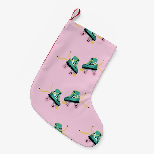 Retro roller schaatsen: roze. kleine kerstsok (Voorkant (Hangend))
