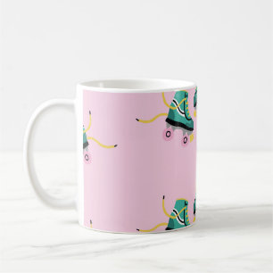 Retro roller schaatsen: roze. koffiemok