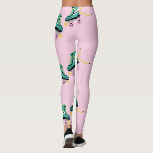 Retro roller schaatsen: roze. leggings (Achterkant)
