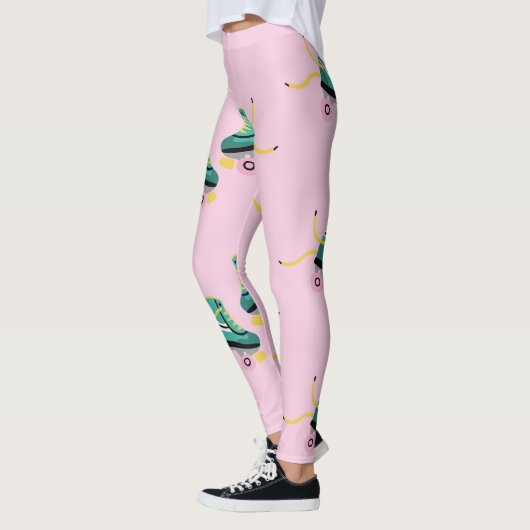 Retro roller schaatsen: roze. leggings (Links)