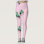 Retro roller schaatsen: roze. leggings (Voorkant)
