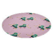 Retro roller schaatsen: roze. snijplank (Hoek)