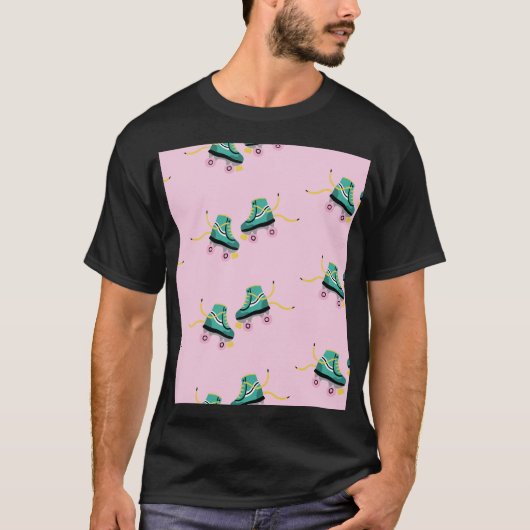 Retro roller schaatsen: roze. t-shirt (Voorkant)
